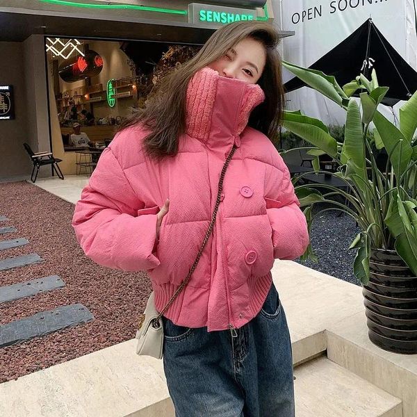 Kadın Trençkotları Xpqbb Korean Pamuk Parkas Bayanlar Moda Yüksek Bel Büyük Yaka Kış Ceketleri Kadın 2023 Yastıklı Kirpi