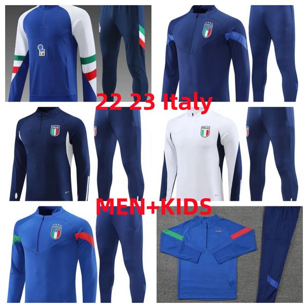 23 24 Italienische Sportbekleidung mit halbem Reißverschluss, Trainingskleidung, Fußball, italienisches Herren-Fußball-Sportbekleidungsset, Trainingsanzug-Trikot
