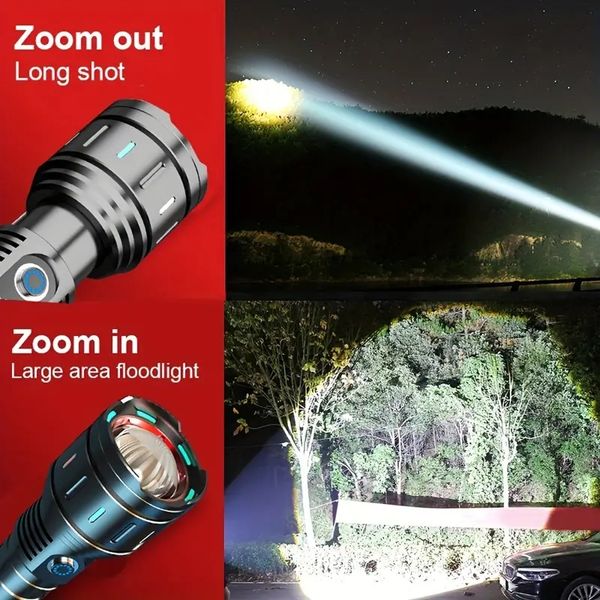 1PC leistungsstarke Taschenlampe, LED -Taschenlampe, Zoom -LED -wasserdichte Lampe für Outdoor -Aktivitäten