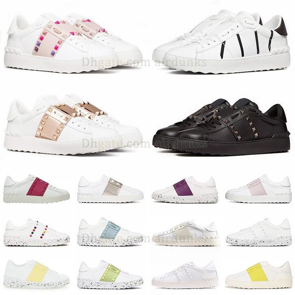 Offener Designer-Sneaker, Freizeitschuh, Herren-Damen-Plateau-Sneaker, Sport-Trainer-Schuh, rosa, schwarz, marineblau, Nieten, Loafer, plattenförmig, flach, große Größe, Spikes-Sneaker