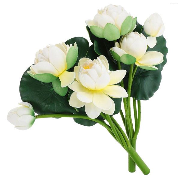 Декоративные цветы 2 шт. Белый лотос Моделирование украшения ваза для невесты для искусственного букета Ева реалистичная