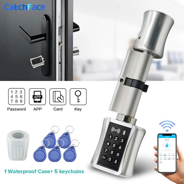 Fechaduras de porta TTLock À Prova D 'Água Bluetooh Cilindro Smart Lock Controle Remoto Keyless Eletrônico App Wifi Código Digital Cartão RFID 231219