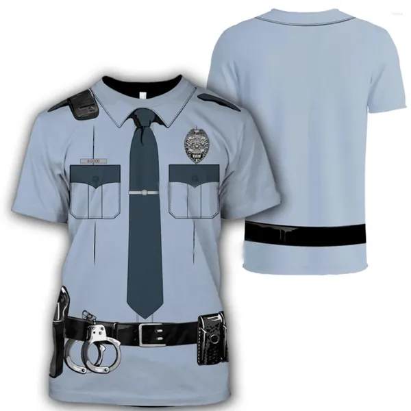 Camisetas masculinas Trendência do hip hop Summer Capitão uniforme T-shirt casual de manga curta de tamanho curto