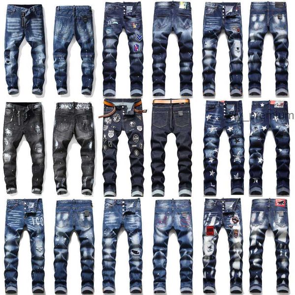 Calças de brim roxas Designer Mens Jeans Badge Rips Stretch Slim Fit Lavado Motocycle Denim Calças Painéis Hip Hop Calças de Alta Qualidade Top Roxo Marca Jeans IGA0 512O