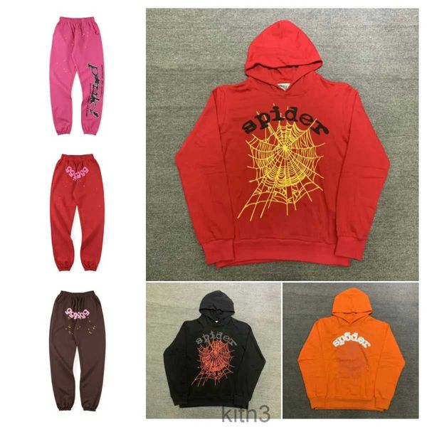 Tasarımcı Kanyes Spider 555 Hoodie Trailsuit Ceket SPI5ER Fashion Street Wear Erkek ve Kadınlar İçin Basılı Çiftler Kazak Trendi Kırmızı Siyah Asya Boyutları ZGVG