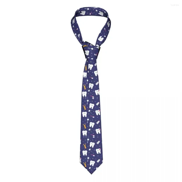 Laços de dentes masculinos gravatas casuais de poliéster 8 cm de largura bonito pescoço kawaii para camisa masculina acessórios adereços cravat