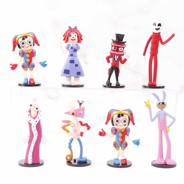 8 pezzi/set Figure magiche del circo digitale Figure d'azione del gioco Regalo di Natale del fumetto per i bambini