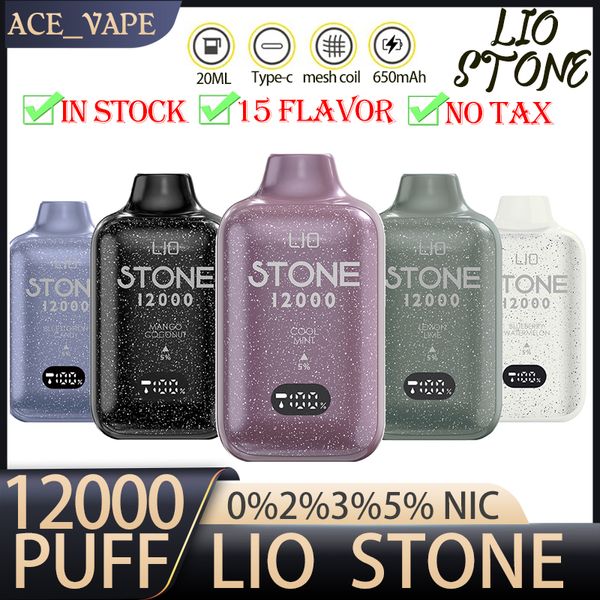 Lio Stone 12000 Puffs Bars Einweg -Vape -Stift -Zigaretten 23 ml vorgefüllte Pods Patrone 650 mAh wiederaufladbare Batterie Puff 12k