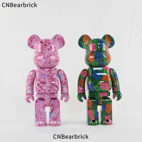 Bearbrick Andy Warhol Flor Blossom Building Bloco 400% Doll Doll Bear Ornamentos de Urso Violento 28cm