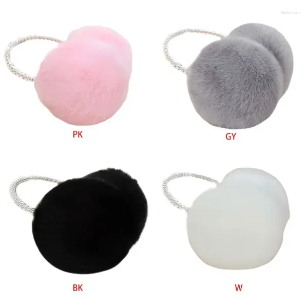 Berets mulheres meninas inverno pelúcia earmuffs imitação pérola frisada bandana engrossar