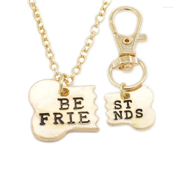 Halskette Ohrringe Set 2pcs/Set Hund Bone Freunde Charme Keychain BFF Bones Freundschaft Schmuck Schmuck