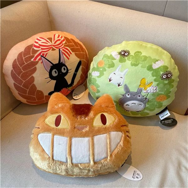 Totoros Mein Nachbar Kiki Katzenbus bestickter Samt-Kissenbezug, dekorative Kissen, Überwurf-Kissenbezug, Anime-Heim-Sofa-Geschenk 231220