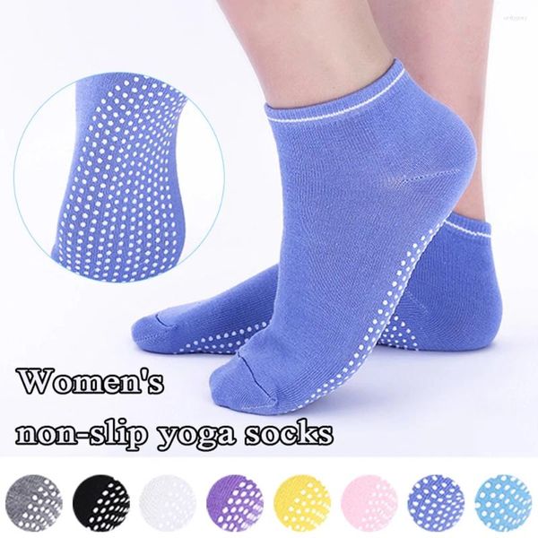 Meias femininas profissionais yoga antiderrapante silicone chão meias respirável bandagem dança esportes sox