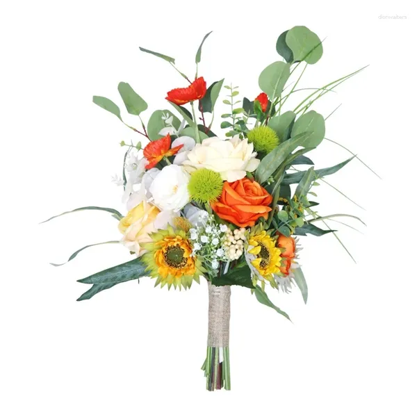 Hochzeitsblumen Braut Brautbrautjungfern Bouquet Seidenband Rosen Künstliche Holding Verwenden Sie Accessoires