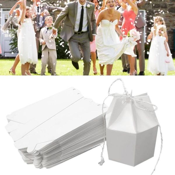 Geschenkpapier 25 Stück Süßigkeitenbox für Hochzeit, Geburtstag, Party, Babyparty, mit Seilaufkleber, exquisite Verpackung, sechseckig