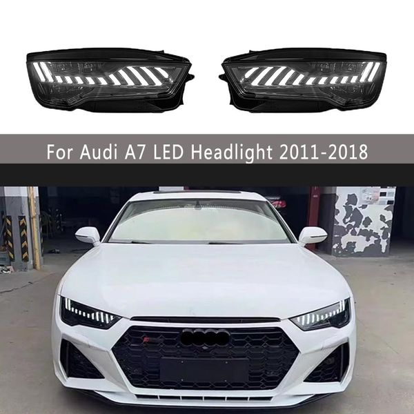 Für Audi A7 LED-Scheinwerfer 11–18 Upgrade RS7 Scheinwerfer LED-Tagfahrlicht Dynamischer Streamer Blinker Angel Eyes Projektorobjektiv