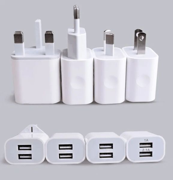 Carregadores de viagem USB duplos AU US EU UK Plug 2A Home AC Power Adapter 2 portas Carregamento rápido rápido para iPhone 7 8 X 11 12 Samsung HUAWEI ZZ