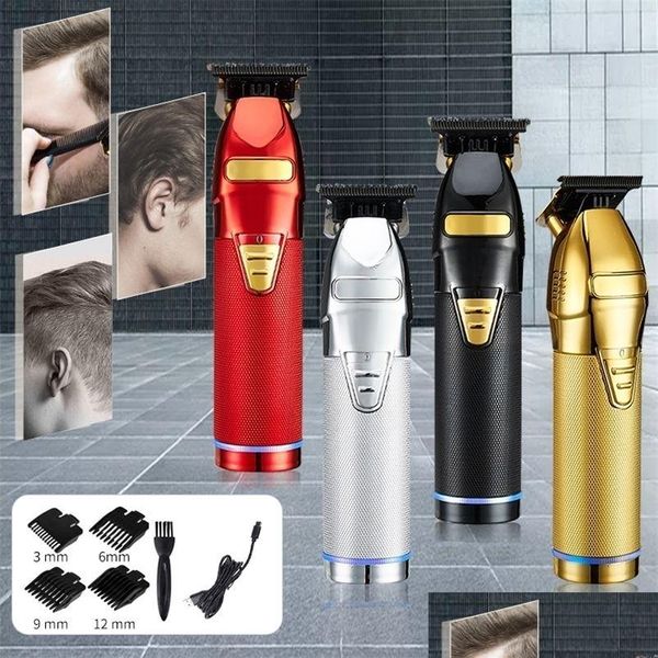 Barbeadores elétricos barbeadores elétricos profissional aparador de cabelo ouro clipper para homens recarregável barbeiro corte sem fio t hine estilo d dhivx