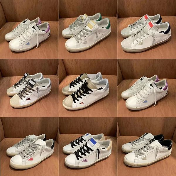 Designer di scarpe dorate da donna Superstar Stars Stessa marca di scarpe da ginnastica Scarpe casual di lusso da uomo Paillettes Classiche bianche fanno vecchie scarpe casual sporche stringate Donna Uomo