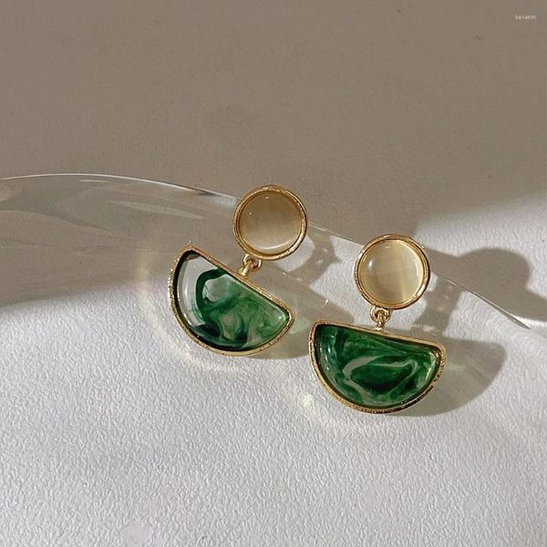 Boucles d'oreilles pendantes en pierre opale, en forme d'éventail, goutte acrylique, acier inoxydable, géométrique, bijoux de tempérament pour femmes, cadeau 2023