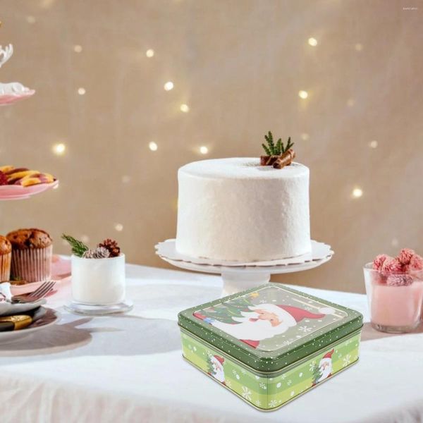 Bottiglie di stoccaggio a tema natalizio scatole di caramelle di natale per la torta mousse che avvolge la scatola quadrata confezione regalo per biscotti