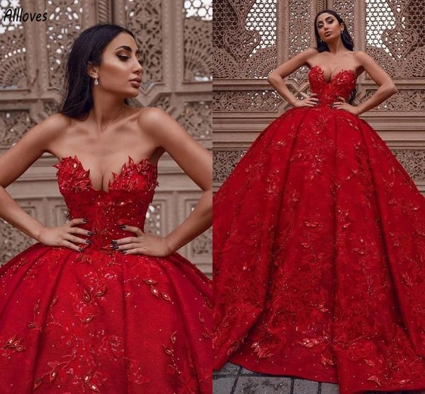 Wunderschönes rotes Ballkleid-Abschlussballkleid, Dubai, Arabisch, herzförmig, sexy, rückenfrei, mit Spitze, appliziert, für formelle Anlässe, Partykleider, Puffy Queen Dance, Festzug-Abendkleid, AL5674