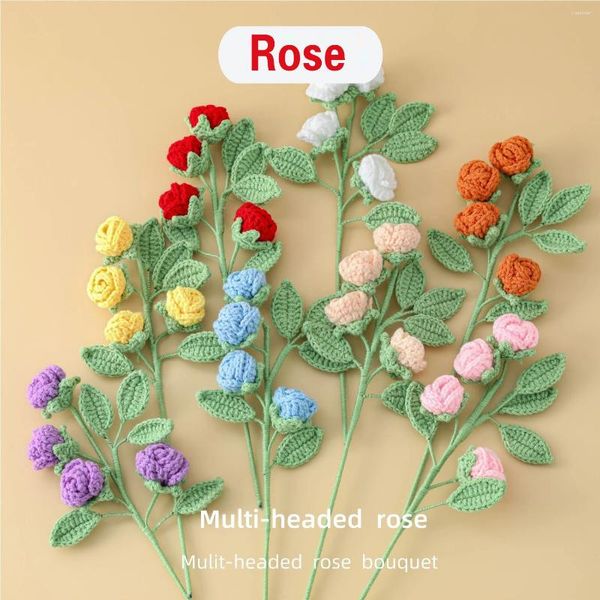 Flores de flores decorativas Flor Multi-Head Rose Bouquet Terminado Creative Holiday Gift Quantidade 10 Becls 10cmx40cm