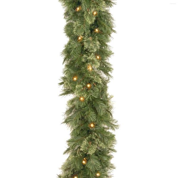 Декоративные цветы Предварительно освещенные искусственные рождественские гирлянды Украшения из зеленого ротанга и светодиодные фонари на батарейках для домашней лестницы Камин
