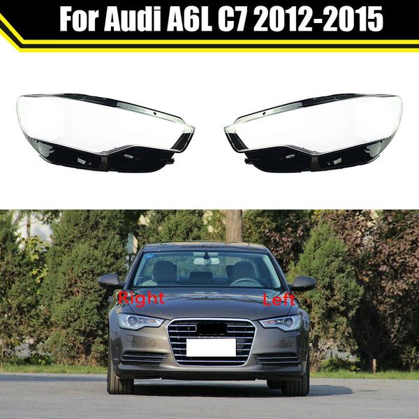 Caso de luz da lâmpada cabeça automática para audi a6 a6l c7 2012 2013 2014 2015 frente do carro farol lente capa abajur vidro tampas