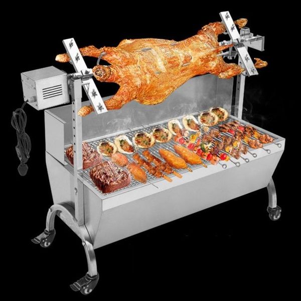 Коммерческая машина для жарки IOG, 90 см, грили-барбекю, жаровня для курицы и свиньи, гриль из нержавеющей стали, мотор для жарки LLFA266N