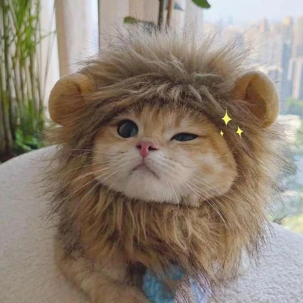 Trajes de gato bonito leão chapéu estilo adorável animal de estimação macio respirável headwear para cães gatos diversão pogal prop animais de estimação leve