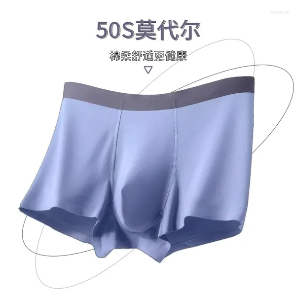 Cuecas modais homens roupa interior sem costura solto ajuste gordura plus size mid rise cor sólida respirável boxers antibacterianos uma obrigação para homem resistente