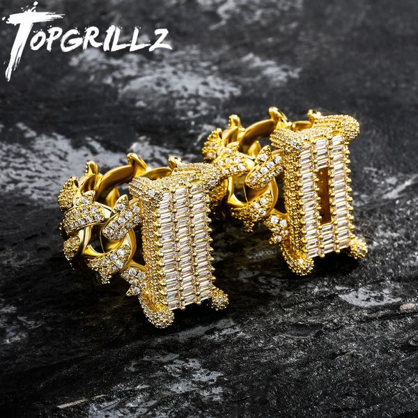 Обручальные кольца Кольца TOPGRILLZ Роскошный багет Циркон Группа Кольцо Iced Out Micro Pave CZ Set Камни Хип-хоп Ювелирные изделия Подарок для мужчин 231219