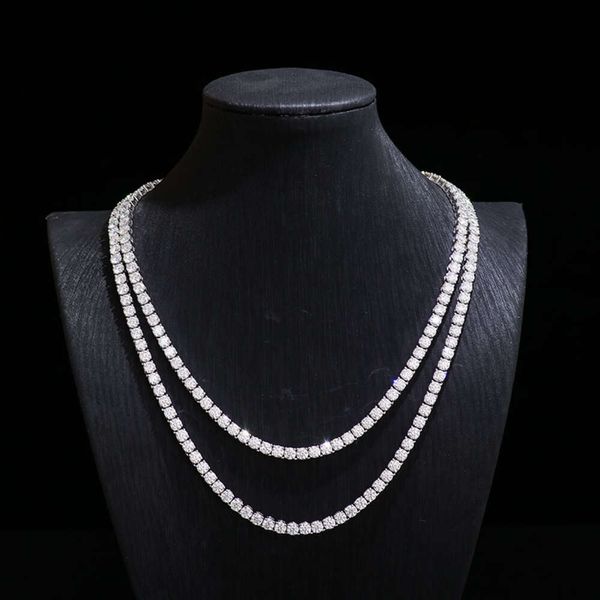 Prezzo di fabbrica all'ingrosso ghiacciato 2 mm 16/18/22/24 pollici VVS Sterling Sier Moissanite Tennis Chain