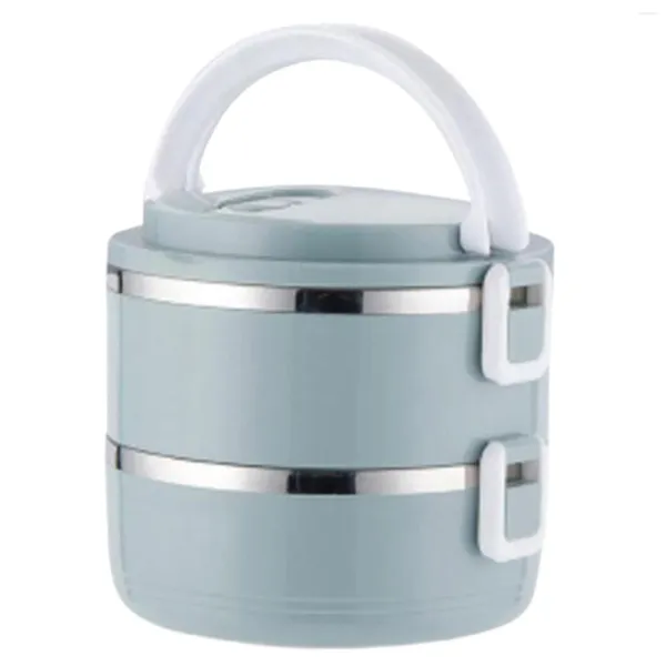 Stoviglie impilabili in acciaio inossidabile Lunch Box 2 strati Bento Contenitore termico senza BPA Stoviglie Cucina Sala da pranzo