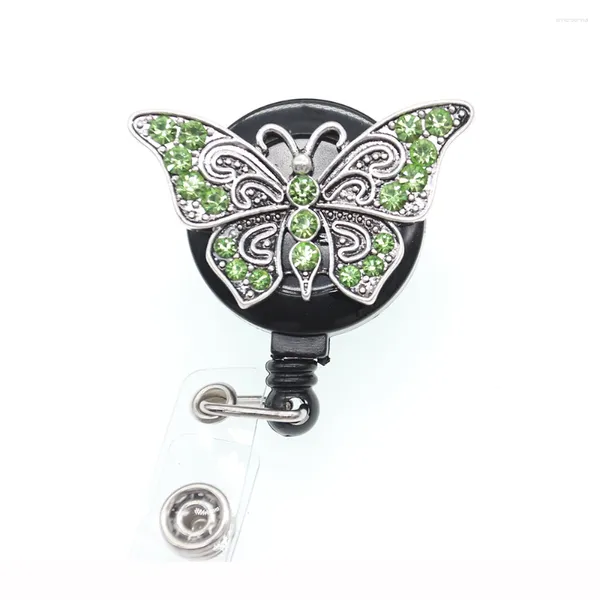 Broches 20 pçs/lote retro strass cristal borboleta retrátil jacaré clipe/id crachá titular para decoração