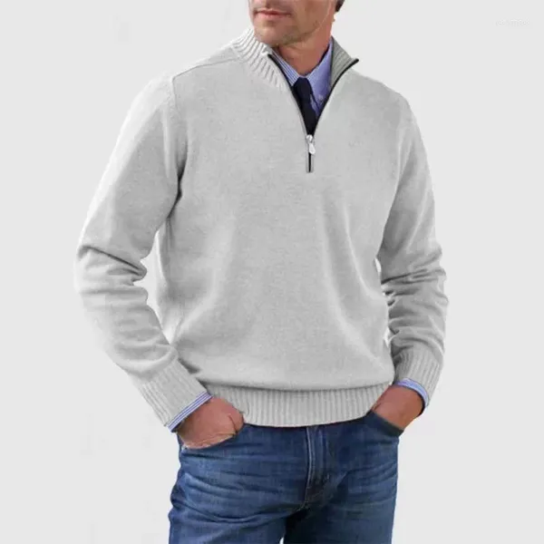 Maglioni da uomo Autunno Inverno Lavorato a maglia con cerniera Maglione di lana Maglieria Camicia con fondo caldo Abbigliamento di lusso Pullover a maniche lunghe da uomo