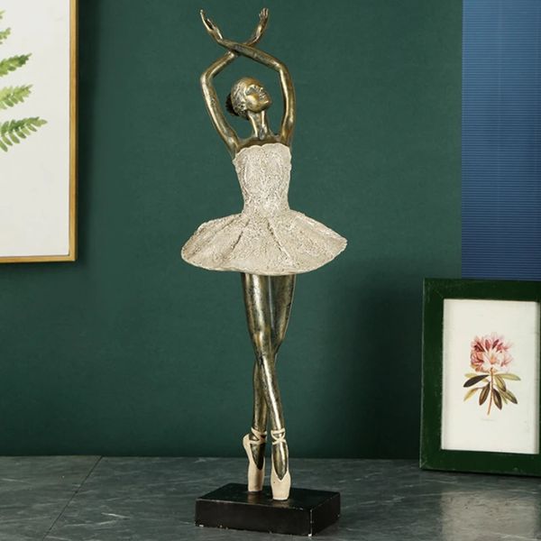 Ballet Miniaturas Figuras de Arte Abstract Dancer Girl Ornament Statue Ballerina Resin Sculpture Model Home Office Decor Craft 231220