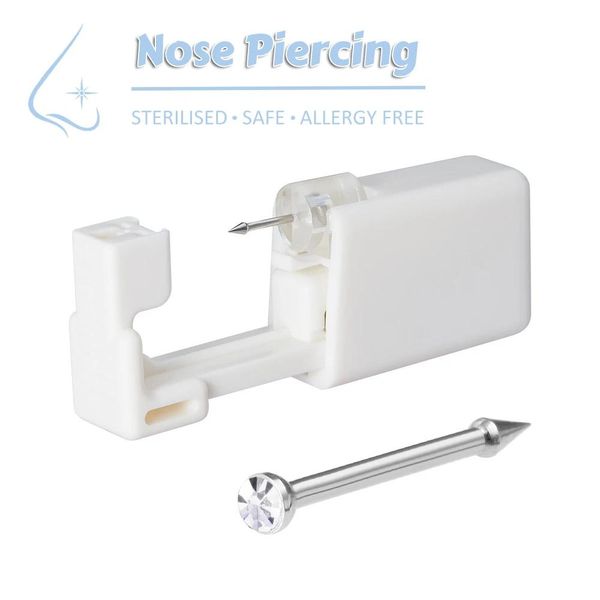 Scatole 6/12 pz Usa E Getta Auto Naso Piercing Pistola Kit Sterile Indolore Sicuro Narice Piercer Strumenti Hine Gemma di Cristallo Naso Stud gioielli