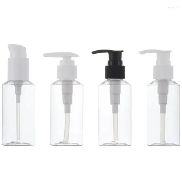 Bottiglie di stoccaggio Bottiglia vuota di plastica trasparente Wryshoulder PET Lozione Press Pump 100ml Contenitore di imballaggio Shampoo riutilizzabile 30 Pezzi