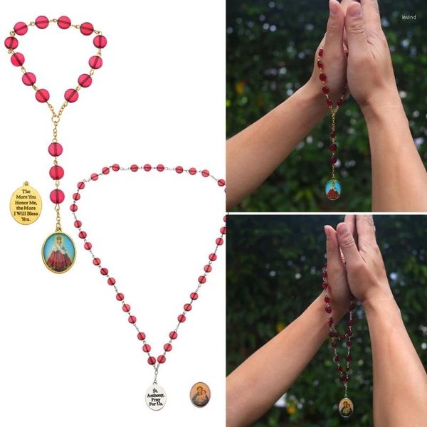 Correntes Igreja Católica Crucifixo Virgem Maria Colar Rosário Pulseira Cristo Oração Resina Rosários Beads Cadeia Jóias Religiosas