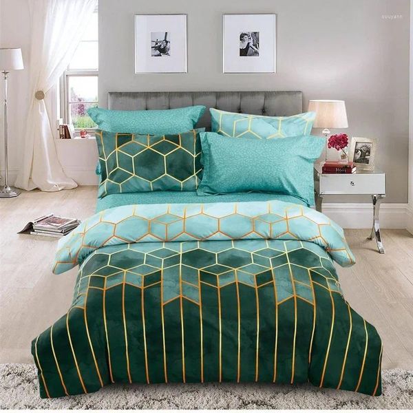 Conjuntos de cama 2/3 pcs luxo capa de edredão conjunto moda geometria série consolador fronha têxteis para casa