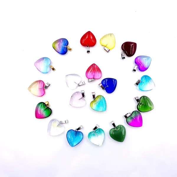 Encantos de cristal natural rosa quartzo tigres olho pedra encantos amor coração forma pingente para diy brincos colar jóias fazendo