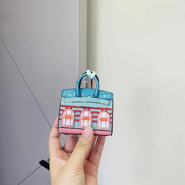 Accessori per parti di borse Portachiavi con ciondolo mini in pelle Tiny House Decora ciondolo portachiavi con borsa 231219