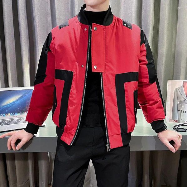 Herren Trench Coats Korean Mode Spleißbomberjacke Männer Winter Warm Parka Jacken Casual Business Windester Mantel Streetwear Streetwear Overmantel