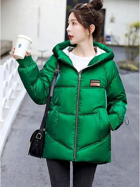 Damengrabenmocke Down Cotton Pufferjacke Korean Chic Winter Coat Frauen Kapuze Parkas Dicke Streetwear Grün Rot Blau