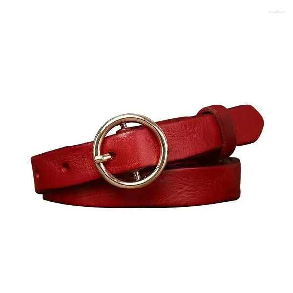 Cinture Cintura in pura pelle bovina larga 1,8 cm per donna pieghettata moda versatile in vera pelle stile jeans decorativo regalo sottile