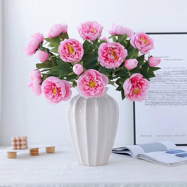 Flores decorativas 5 pçs/lote buquê artificial para decoração de casa casamento artesanato vasos flor diy acessórios lsaf078