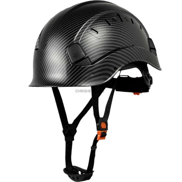 Capacetes de escalada Capacete de segurança do padrão de fibra de carbono para engenharia Hard -chapéu para homens Anexos Proteção de cabeça do trabalho industrial para a equipe