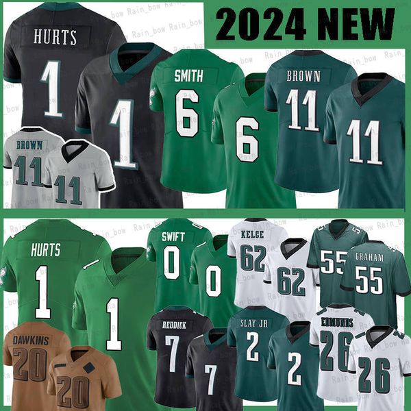 Jalen machuca A.J. Camisas de futebol marrom Devonta Smith Jason Kelce Darius Slay D'Andre Swift Brian Dawkins Donovan McNabb Haason Reddick Lane Johnson Mailata Dean Davis